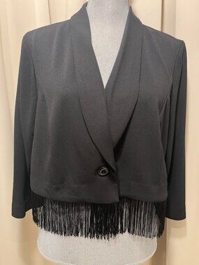 Shelby & Palmer Black 3/4 Sleeve Shrug with Fringe Size XL